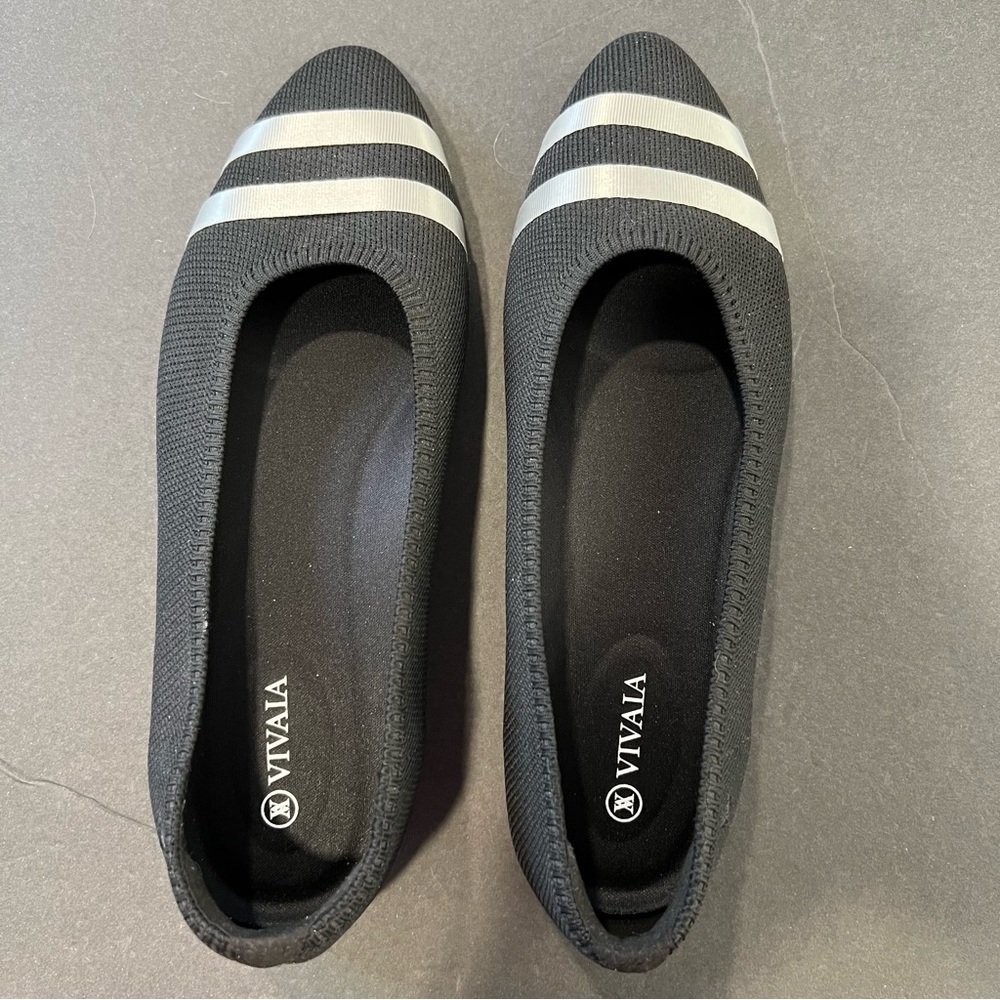 VIVAIA Women's Tamia 2.0 Black and Silver Flats round toe